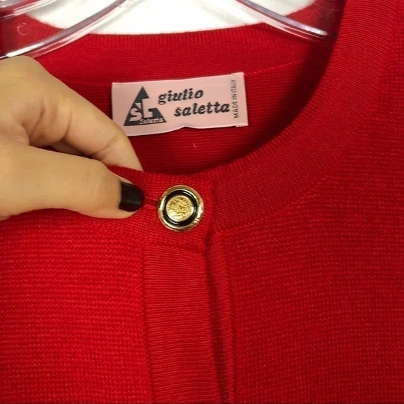 Giulio Saletta red holiday cardigan sweater - Picture 9 of 11